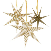 Load image into Gallery viewer, Gilded Paper Stars Decorations - 3 Pack | Christmas Tree Decorations |
