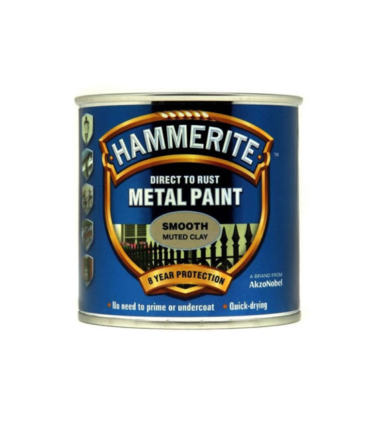 Hammerite Direct to Rust Metal Paint - Smooth Muted Clay Finish 250ML