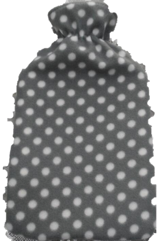 Life Hot Water Bottle with Grey Polka Dot Fleece Cover