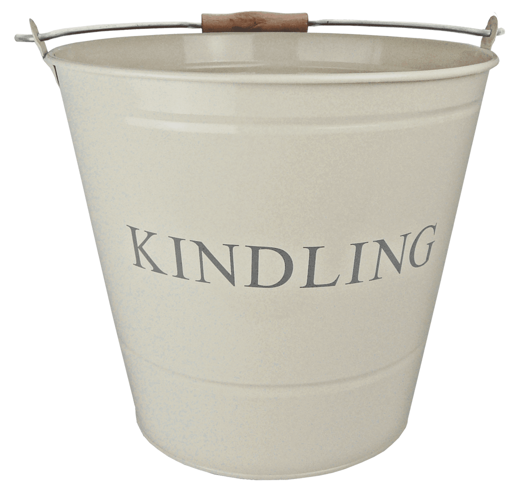 Manor Fireside Metal Kindling Bucket - Cream 32cm
