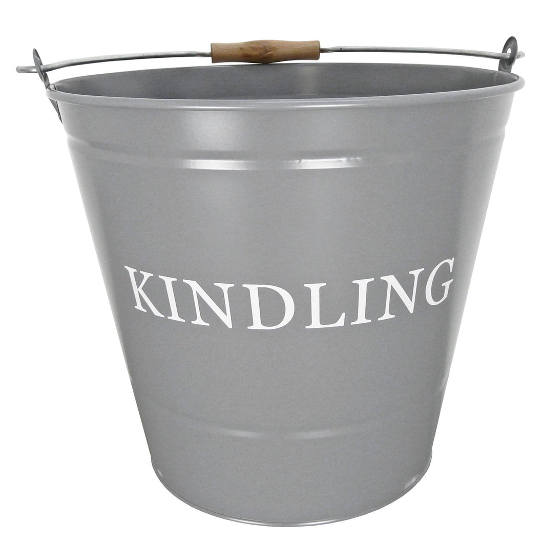 Manor Fireside Metal Kindling Bucket - Grey 32cm