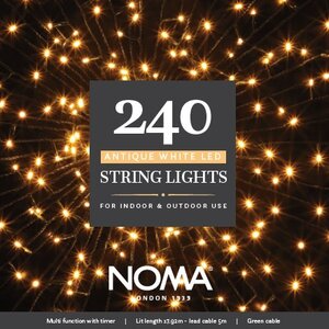 Noma 240 Antique White LED String Lights - Indoor or Outdoor use