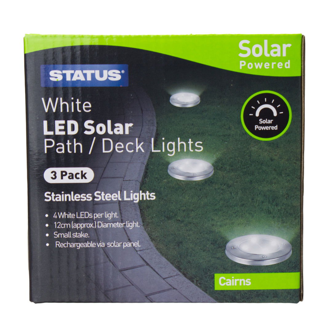 STATUS white LED Solar Path/Deck Lights 3 pack