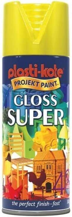 Plasti-Kote Super Gloss spray paint - Yellow, 400ml