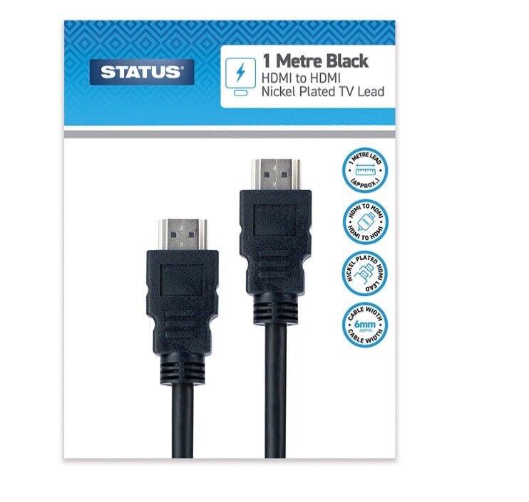 Status HDMI to HDMI Nickel Plated TV Lead 1M black