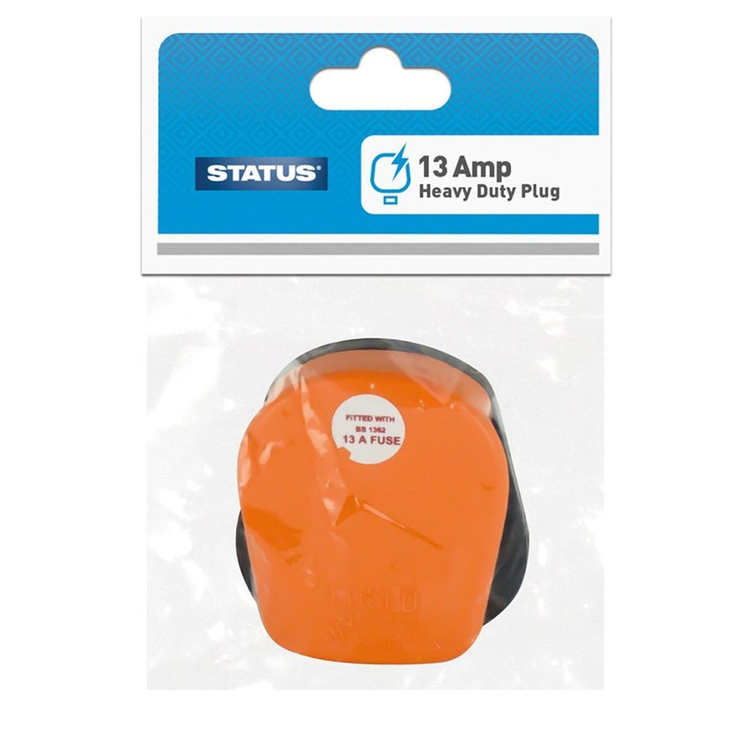 Status Heavy Duty Rubber Plug Orange 13Amp