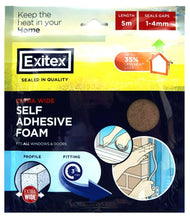 Load image into Gallery viewer, Exitex Self Adhesive Foam For Windows &amp; Doors 5m Length Seals Gap 1-4mm
