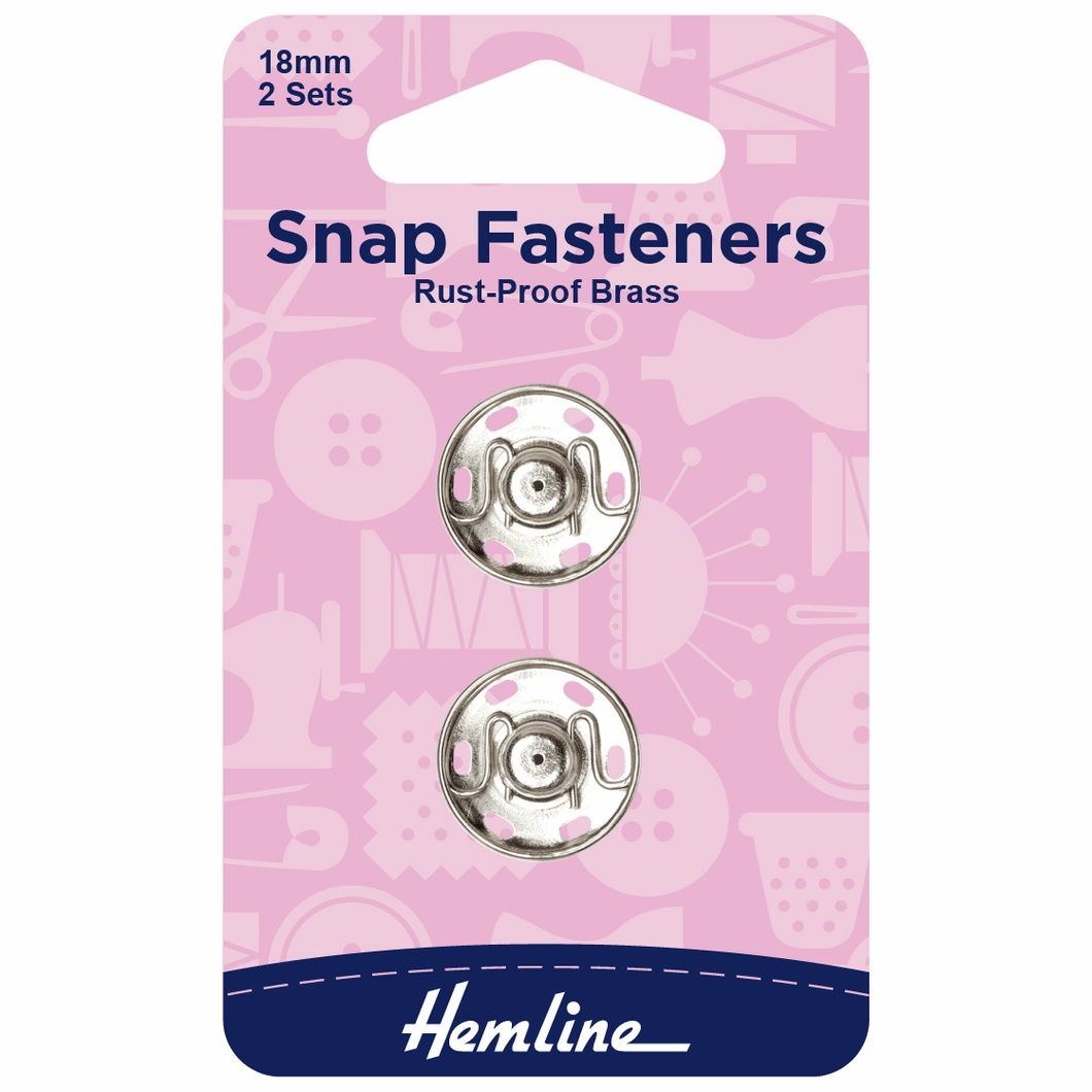 Hemline Snap Fasteners Rust Proof Brass 18mm 2 Sets