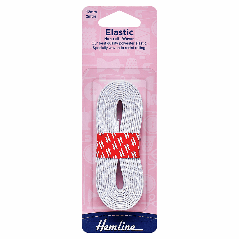 Hemline White Elastic 12mm 2mtrs