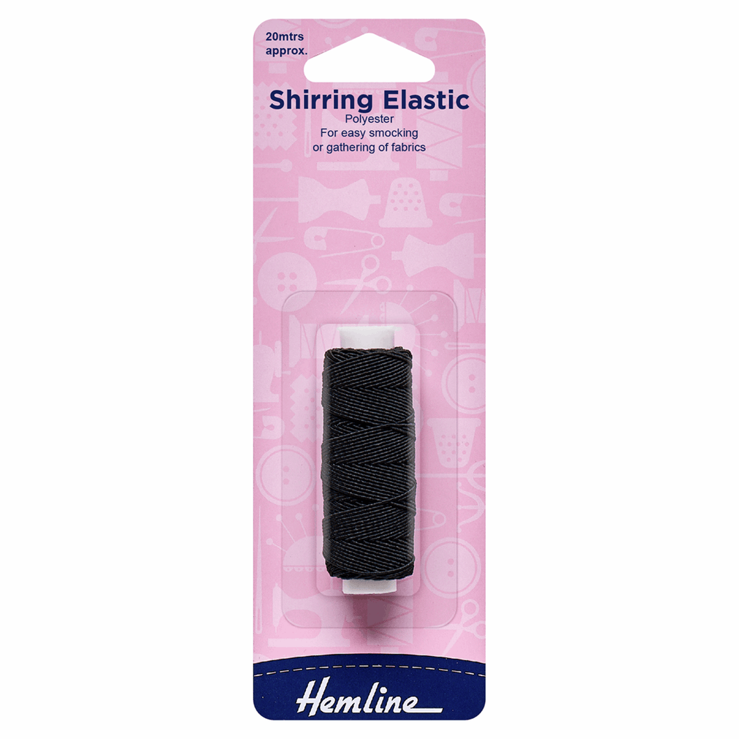 Hemline Black Shirring Elastic 20mtrs approx