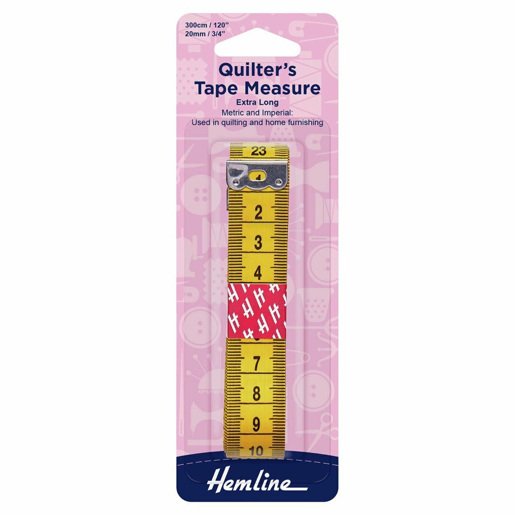 Hemline Quilters Tape Measure Extra Long 300cm/120