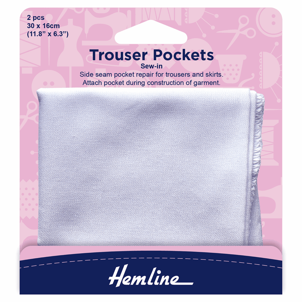 Hemline Sew-In Trouser Pockets 2pcs 30 x 16cm