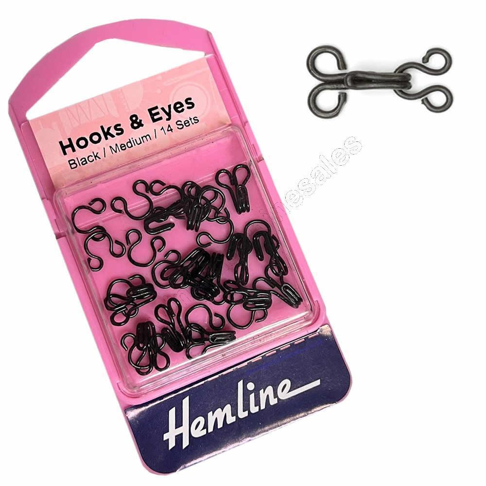 Hemline Hooks & Eyes - Black - Medium - 14 Sets