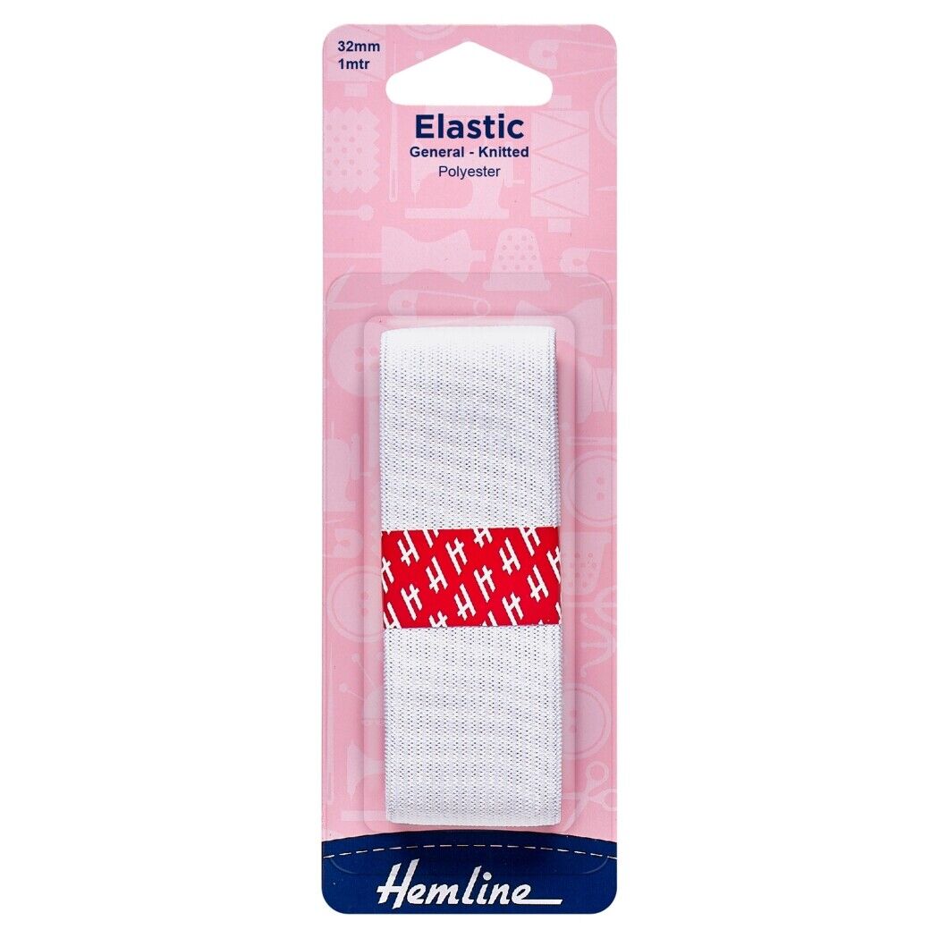 Hemline White 32mm Elastic 1mtr