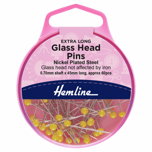 Hemline Extra Long Glass Head Pins