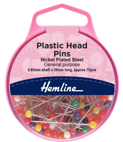 Hemline Plastic Head Pins 0.58mm x 38mm  approx 75 pcs