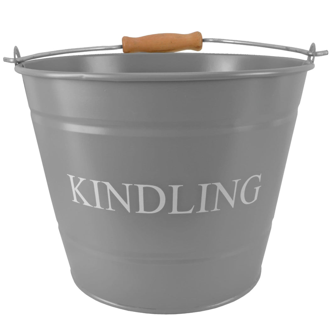 Manor Fireside Small Metal Kindling Bucket - Grey 23cm