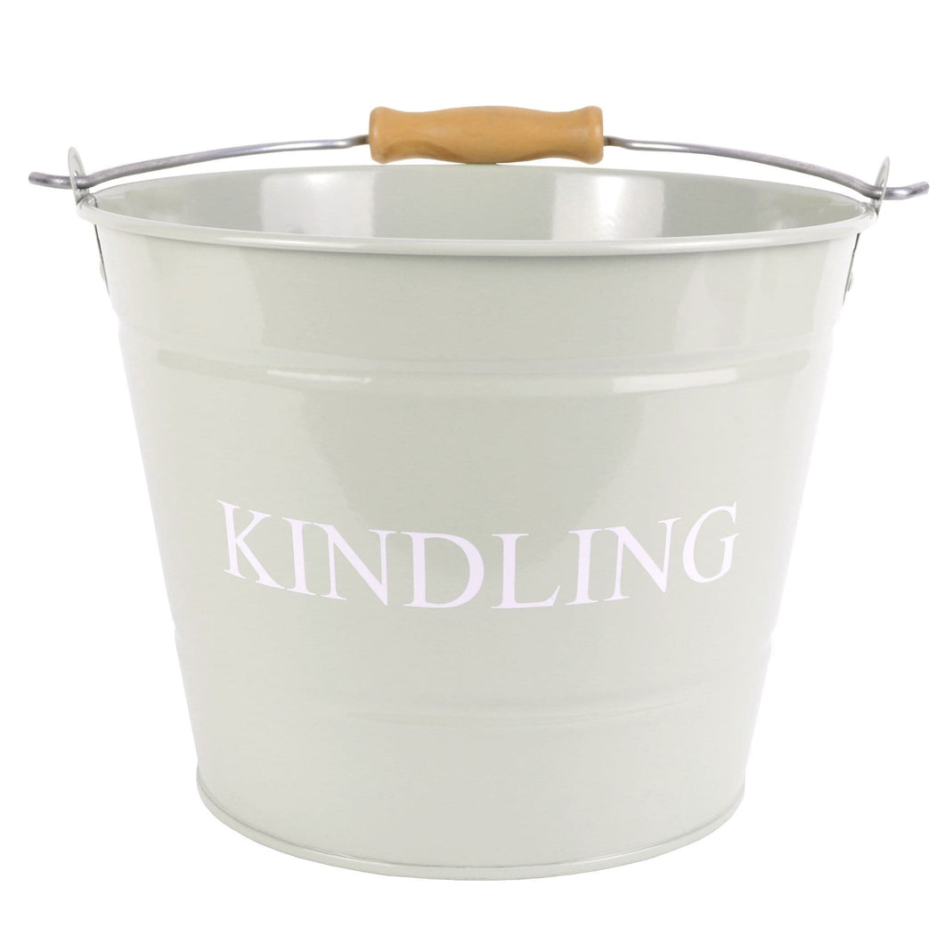 Manor Fireside Small Metal Kindling Bucket - Olive Green 23cm
