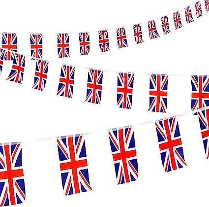 CORONATION 10M FABRIC UNION JACK BUNTING 30 FLAGS