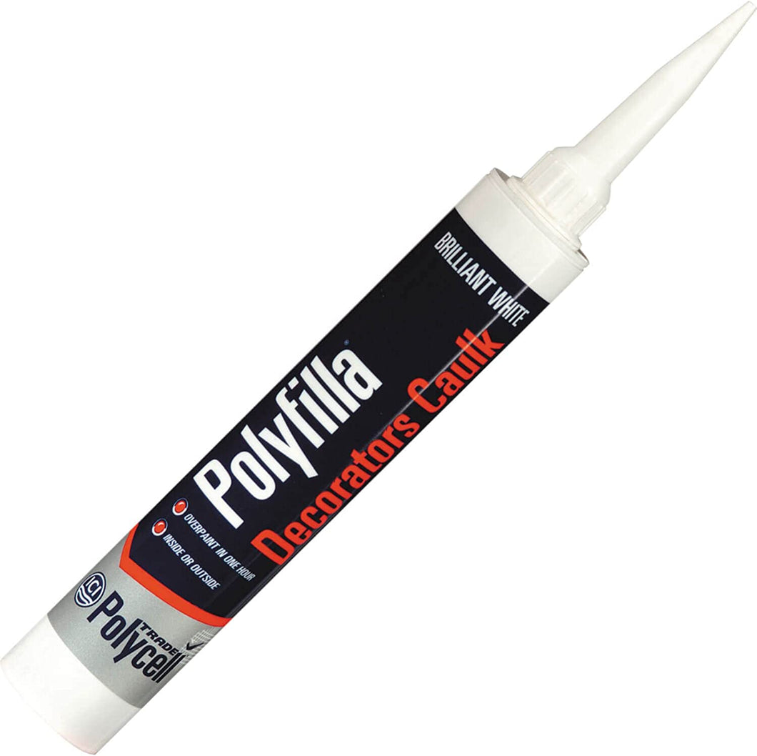 Polycell Polyfilla Decorators Caulk White Trade 290ml -Solvent based, high performance wood filler for permanent weather resistant repair