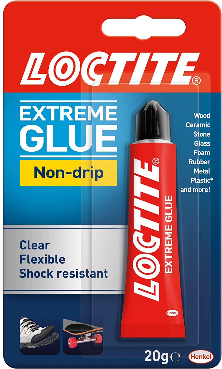 Loctite Extreme Glue, Flexible All Purpose Glue with Extreme Resistance, Repair Glue with Non-Drip Formula, Strong Glue for Indoor and Outdoor, 1 x 20g Tube