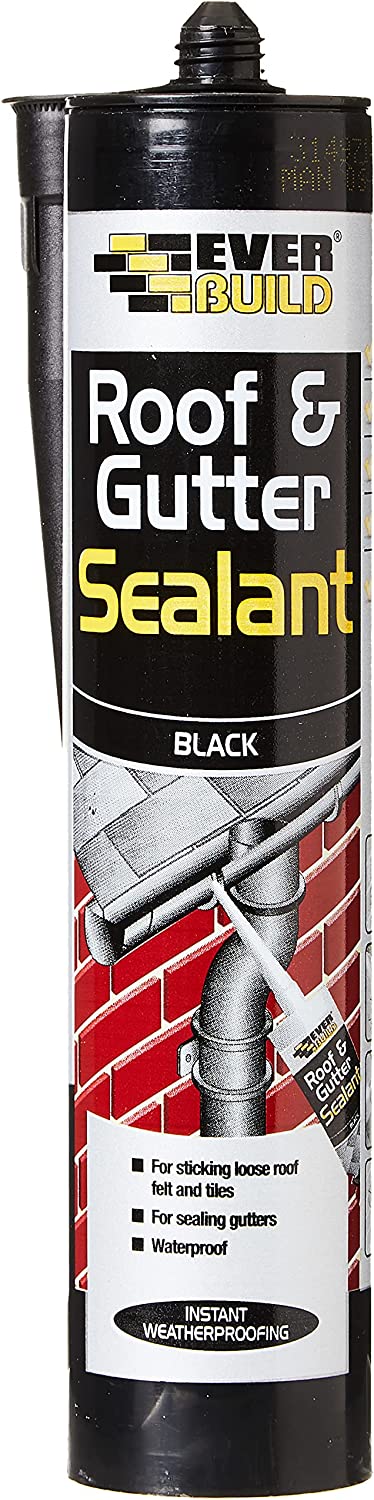 Everbuild Roof and Gutter Sealant, Butyl Based Sealant and Adhesive for Roofing, Black, 295ml